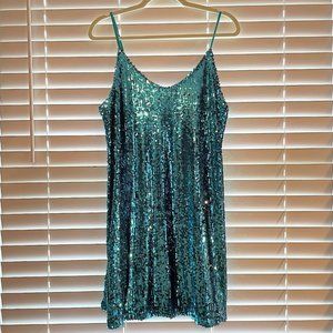 Blue Sequin Mini Dress